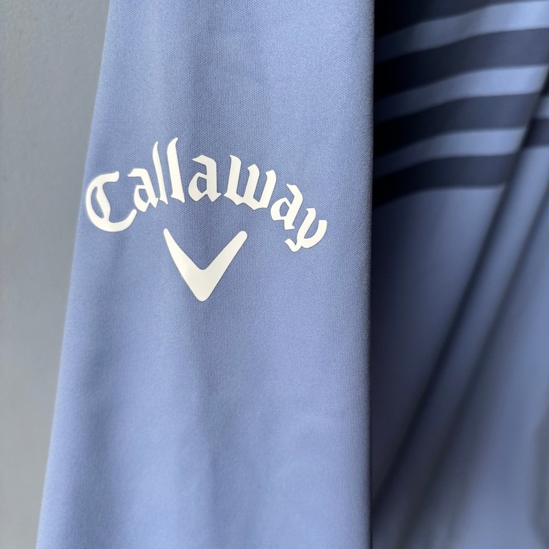Callaway Weather Series Jacket Mens Large Blue Striped 1/4 Zip Golf Sports gallery