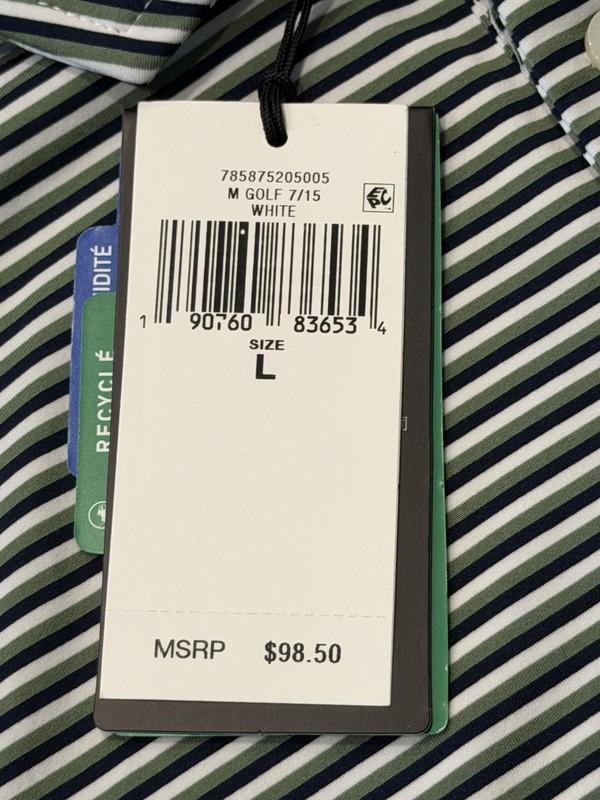 RLX Ralph Lauren Blue/White Stripe Short Sleeve Polo Shirt Men's Size Large NWT gallery