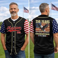 America 250th Anniversary Baseball Jersey USA Patriotic Fan