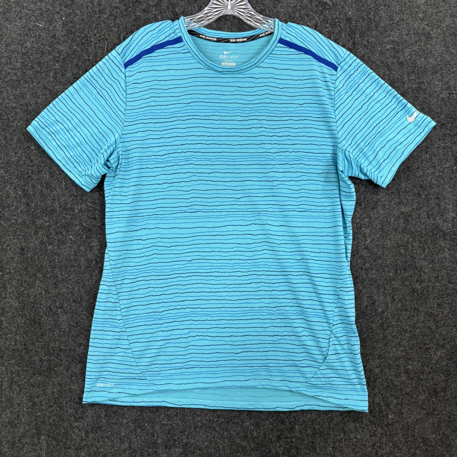 Nike Tailwind Running Shirt Men's Large Blue Dri-FIT Striped Reflective gallery