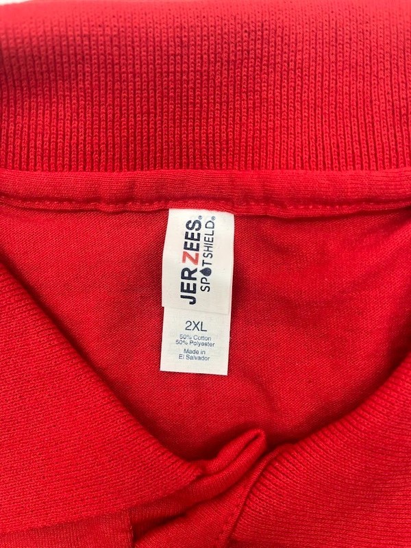 Jerzees Mens Spotshield Long Sleeve Jersey Polo Shirt 437ML True Red Size 2XL gallery