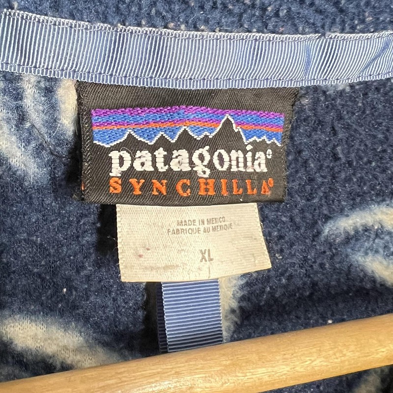 Vintage Patagonia Synchilla Pullover Mens XL Blue Floral Fleece Snap-T 2004 gallery