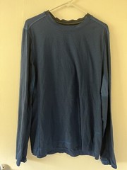 lululemon Surge Warm Long Sleeve (rulu), Stripes – Black and Blue, Size XL, *OBO