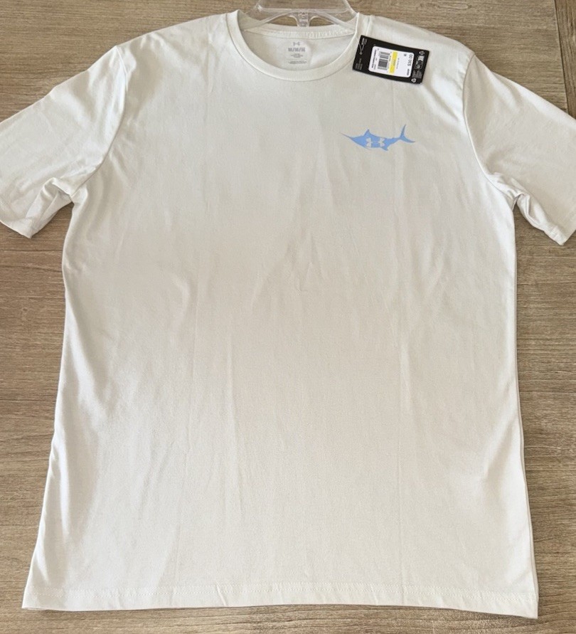NWT Under Armour UA M Marlin SS T Shirt Men’s Med Summit White RV $30 New