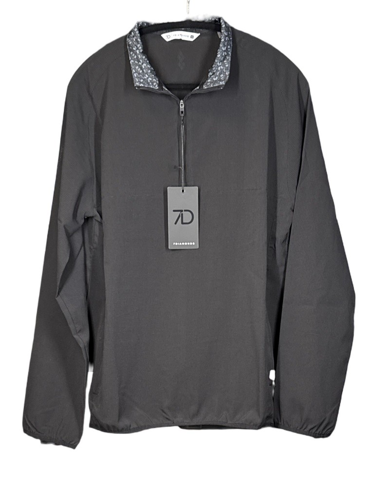 7 DIAMONDS Oxygenate 1/4 Zip Pullover BLACK Anti-Odor Quick Dry Stretch Small