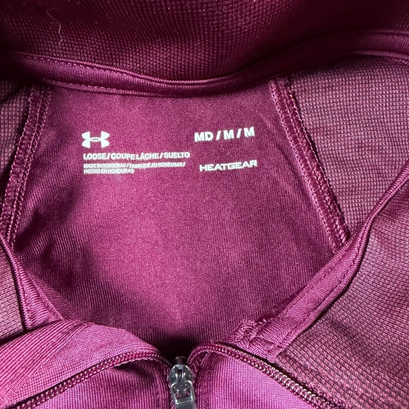 Under Armour loose 1/4 Zip Pullover Moose Logo Athletic Shirt Mens Medium Maroon gallery