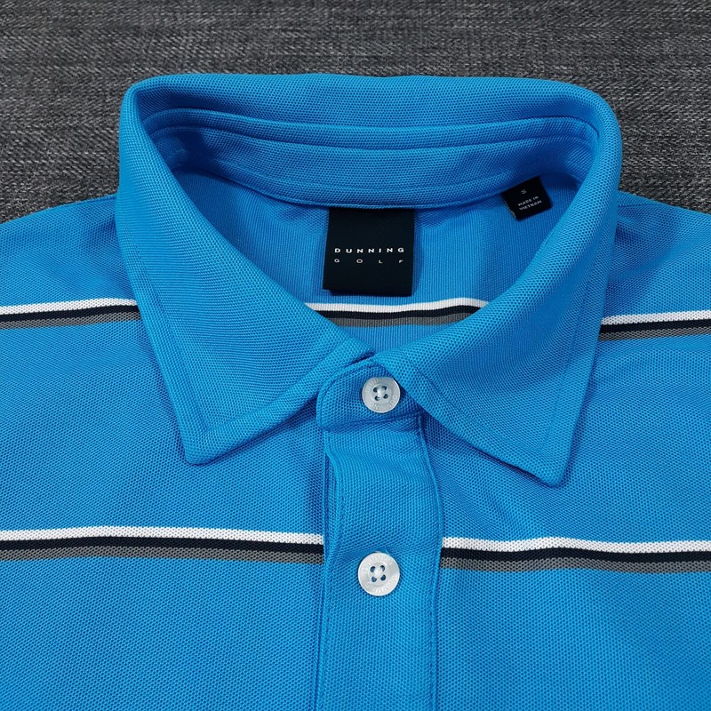 Dunning Polo Shirt Mens Size Small Blue Activewear Golf Performance Striped gallery
