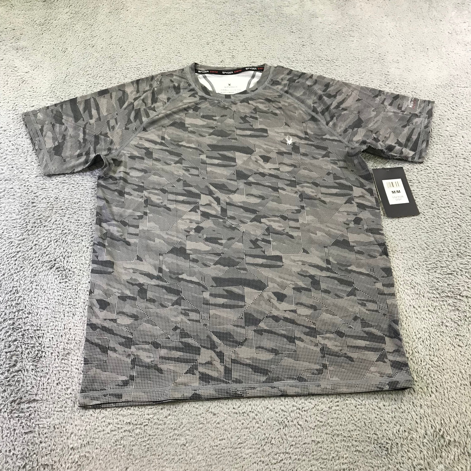 Spyder Shirt Mens Medium Swim Rash Guard Shirt Digital Camo UPF 30 Surf Gray gallery