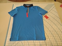 MENS MEDIUM ROYAL BLUE/BLUE WHITE COLLAR REDVANLY POLO SHIRT – NWT