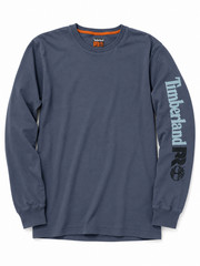 Timberland PRO Men’s Long Sleeve T-Shirt Blue Sleeve Logo Workwear Size M