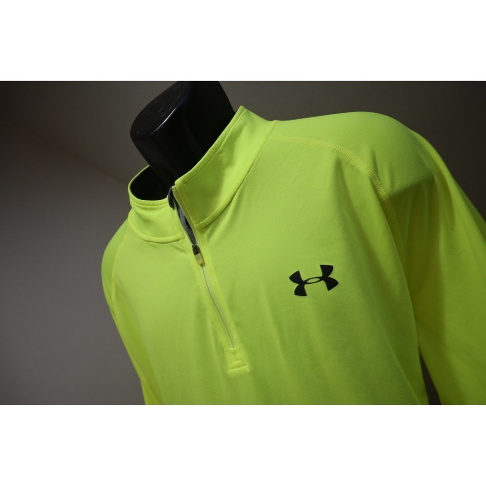 Under Armour Pullover Athletic Jacket Mens 2XL Neon Yellow 1/4 Zip HeatGear
