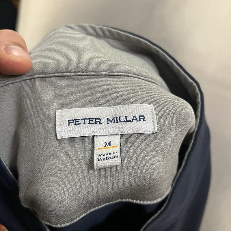 Peter Millar Pullover Men’s Medium Quarter Zip Golf Performance Lightweight Blue gallery
