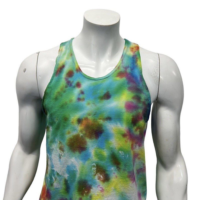 Russell Athletic Multi Color Tye Dye Rainbow Workout Tank Top Made in USA MD gallery