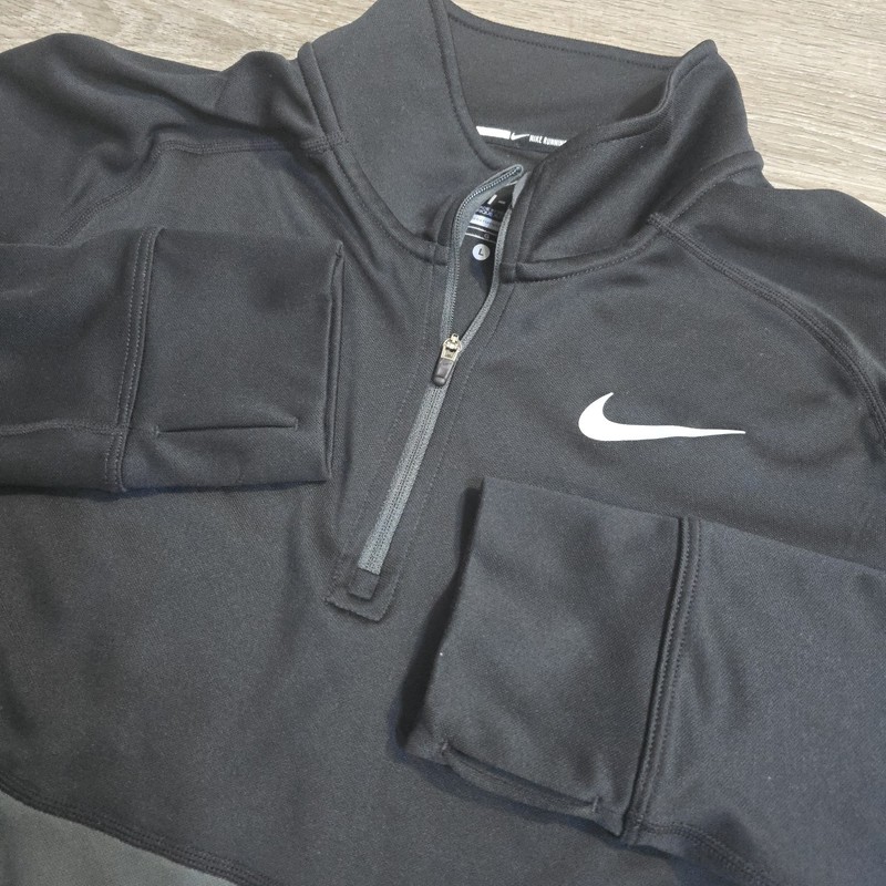 Nike Runner Dri-Fit Intensity Performance 1/4 Zip Pullover Black Gray Mens Large gallery