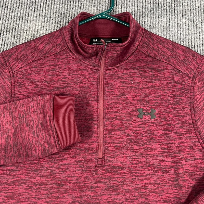 Under Armour Cold Gear Pullover Fleece Mens Large Red Purple Plum Long Slv 1/4 gallery