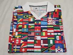 NEW Akomplice X Umbro Vibrant WORLD FLAGS Embroidered PEACE DOVE L/S Polo Jersey