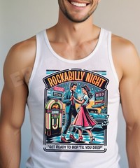 Rockabilly Vest T-Shirt Men’s Party Gig Original Design Rock And Roll Elvis