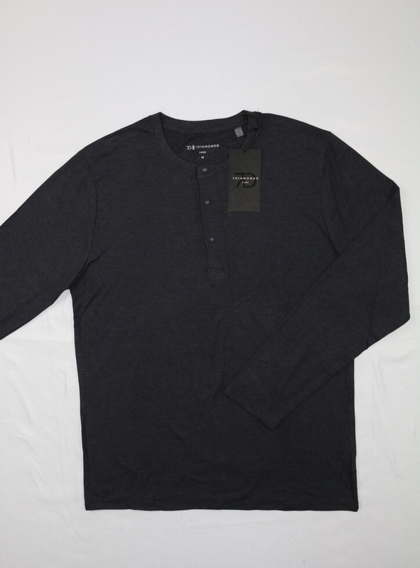 7Diamonds Core 1/4 Snap Long Sleeve Henley Shirt Charcoal Sz M Anti Odor Stretch gallery