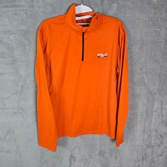 Polo Sport Ralph Lauren Mens Orange Quarter Zip Performance Pullover Size Medium