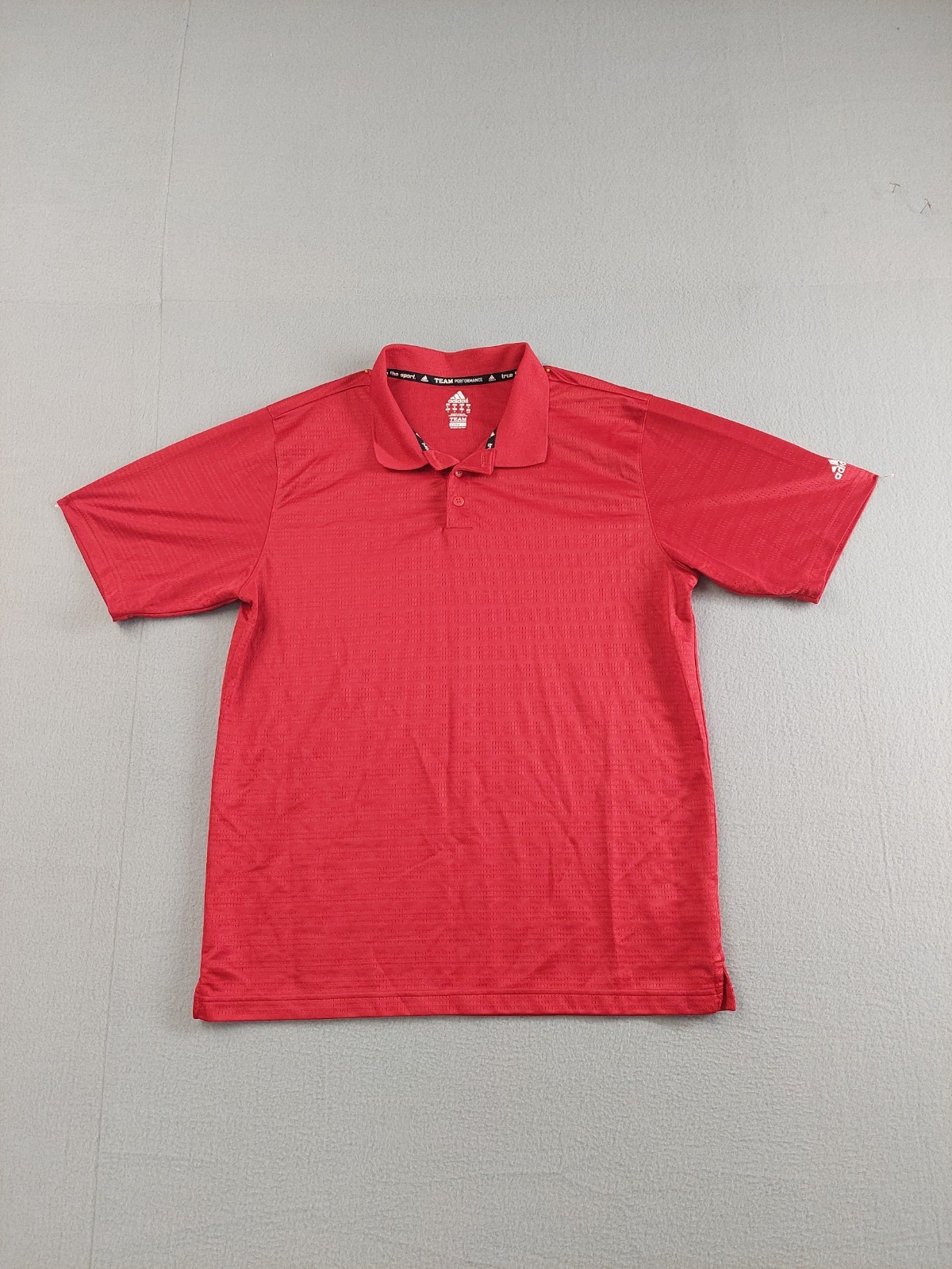 Adidas Men Polo Shirt M Red Collared Logo Short Sleeve Team Performance Active gallery
