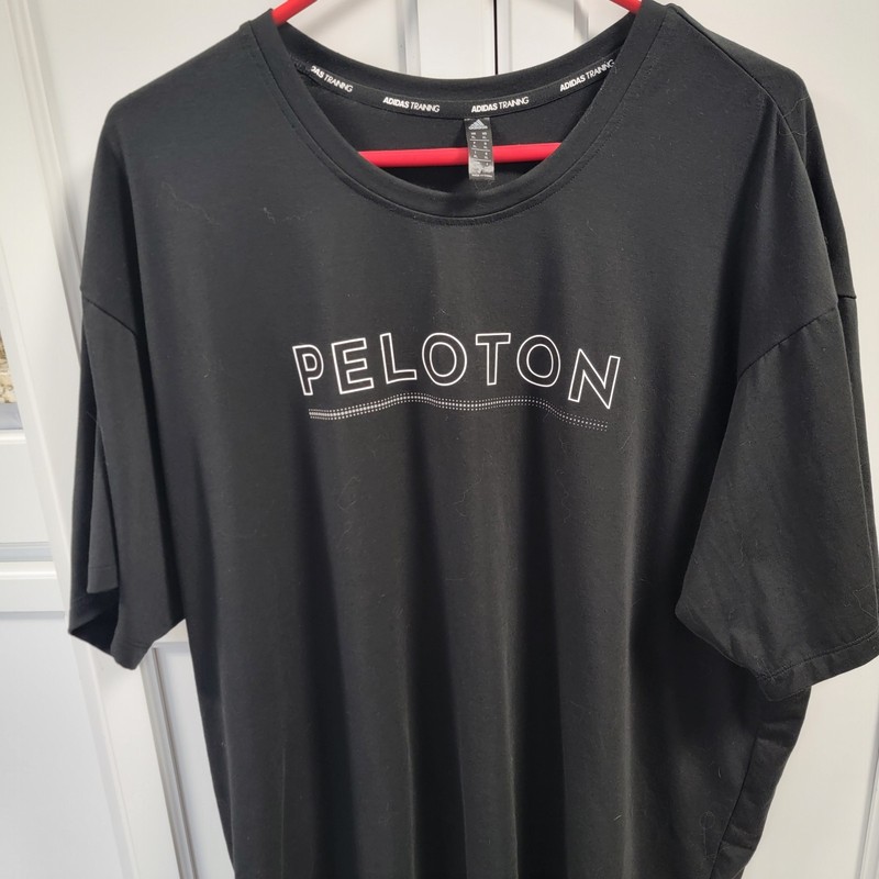 ADIDAS X PELOTON Training Short Sleeve Tshirt Black Logo Men's XL Spin Cycling gallery