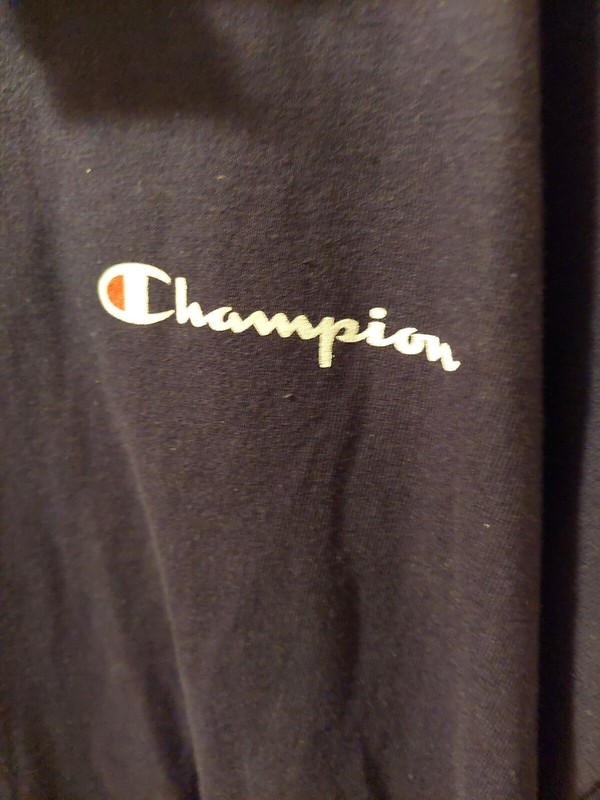 REMARKABLE LS PULL OVER SHIRT BY CHAMPION NAVY BLUE W INSIGNIA S 36 IN. L 37 IN. gallery