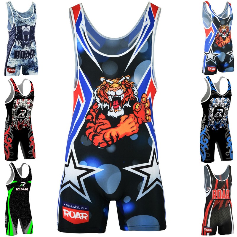 ROAR Men’s Wrestling Singlet Sports Gym Powerlifting Bodybuilding Vest Top gallery