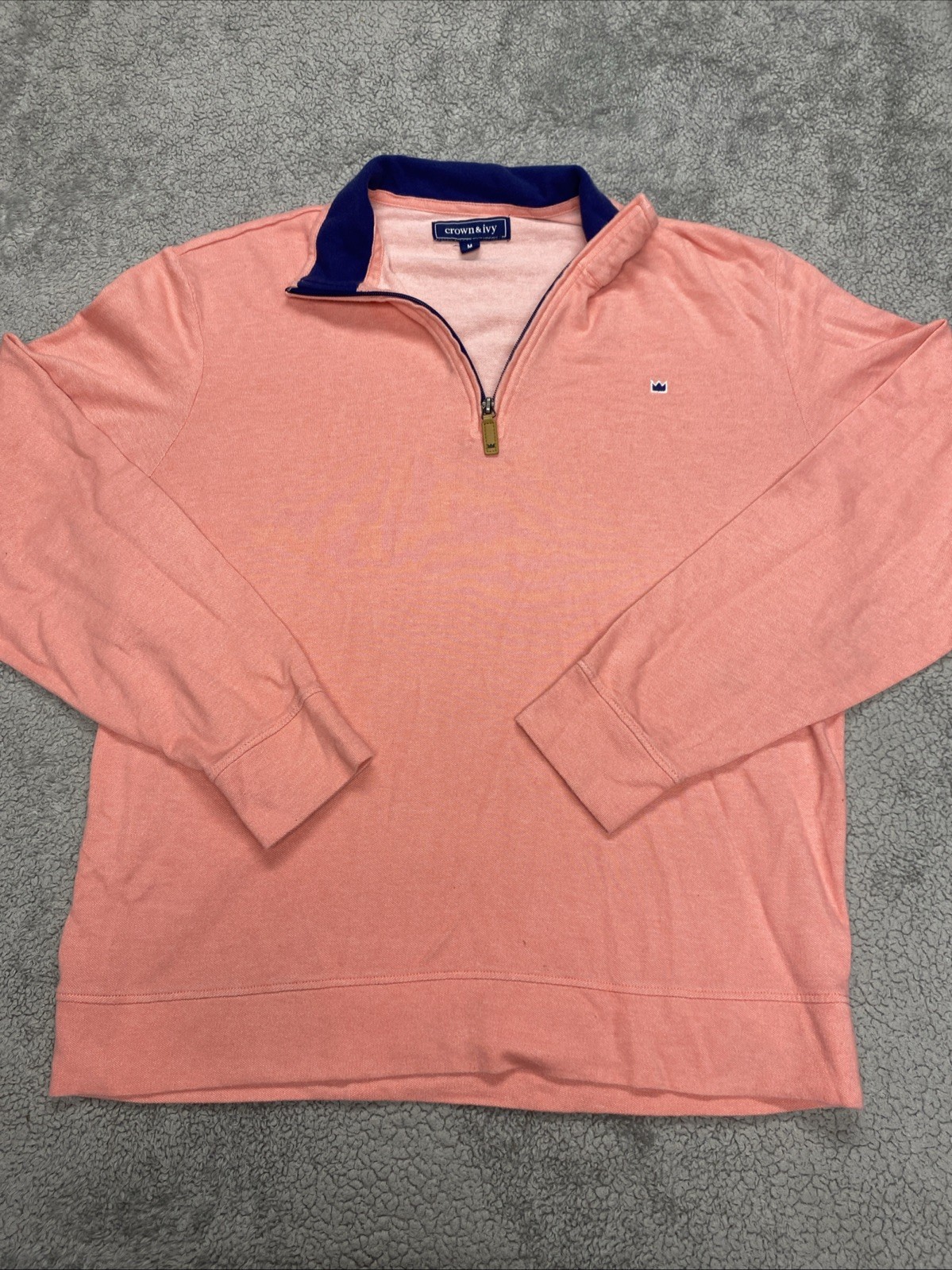MENS CROWN & IVY LIGHTWEIGHT 1/4 ZIP LONG SLEEVE PULLOVER PEACH MEDIUM gallery