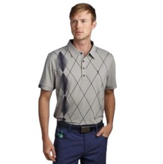 William Murray Golf Gray Argyle Print Polo Size L. *Rare Retired Print.