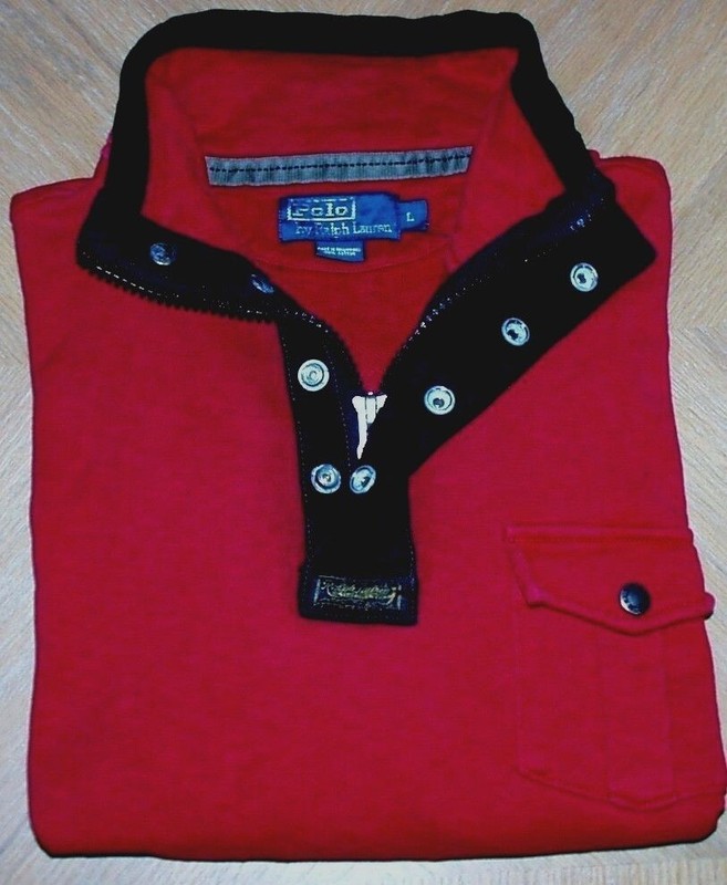 Polo Ralph Lauren 1/4 Zip/Snap Button Mock Neck Pullover, Red or Black, New gallery