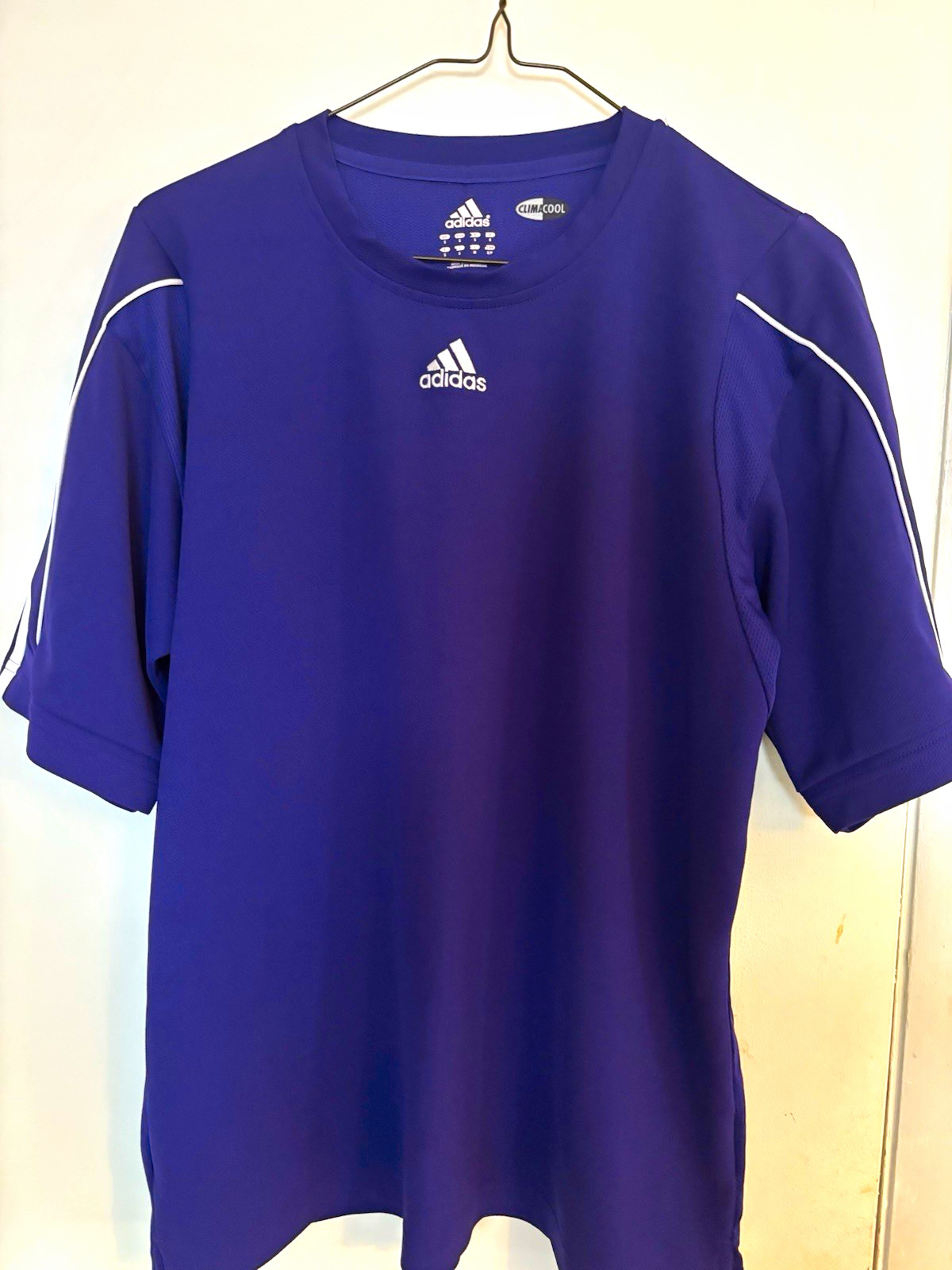 adidas Climacool Men's Purple Mesh Polyester Crewneck Tee Shirt Size S gallery