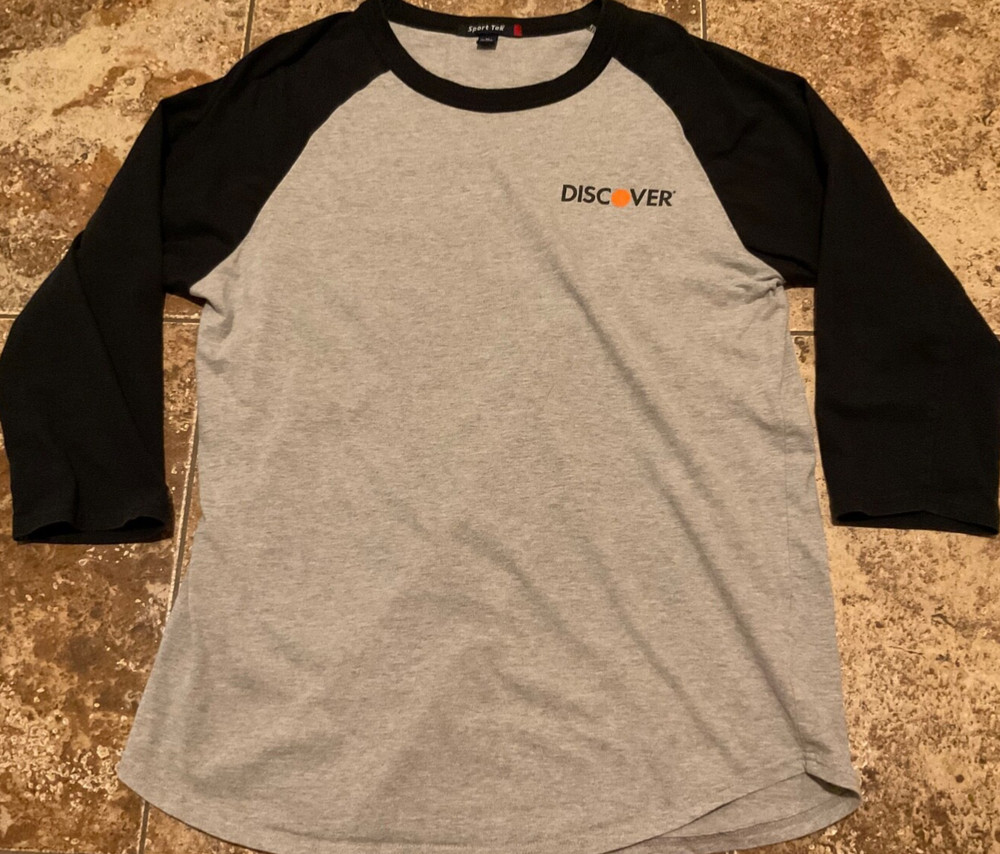 SPORT TEK BASEBALL RAGLAN 3/4 SLEEVE COLOR BLOCK ( MENS M ) GREY BLACK PREOWNED
