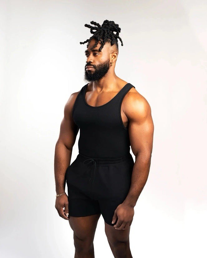 Ekkovision Men's Solid Ribbed Comfort Core Beater Tank Top Black Size: L gallery