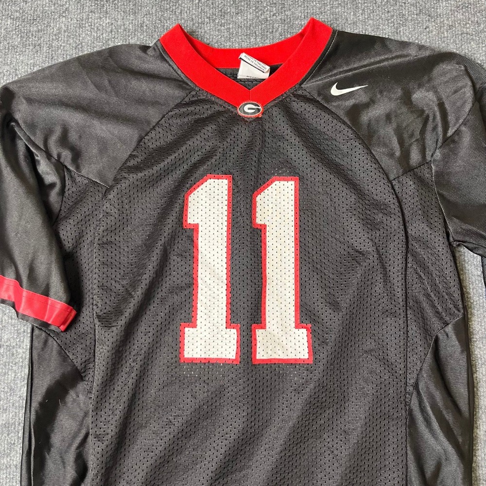 Nike Football Jersey Mens XL Black Georgia Bulldogs #11 Mesh V-Neck Athletic Fit