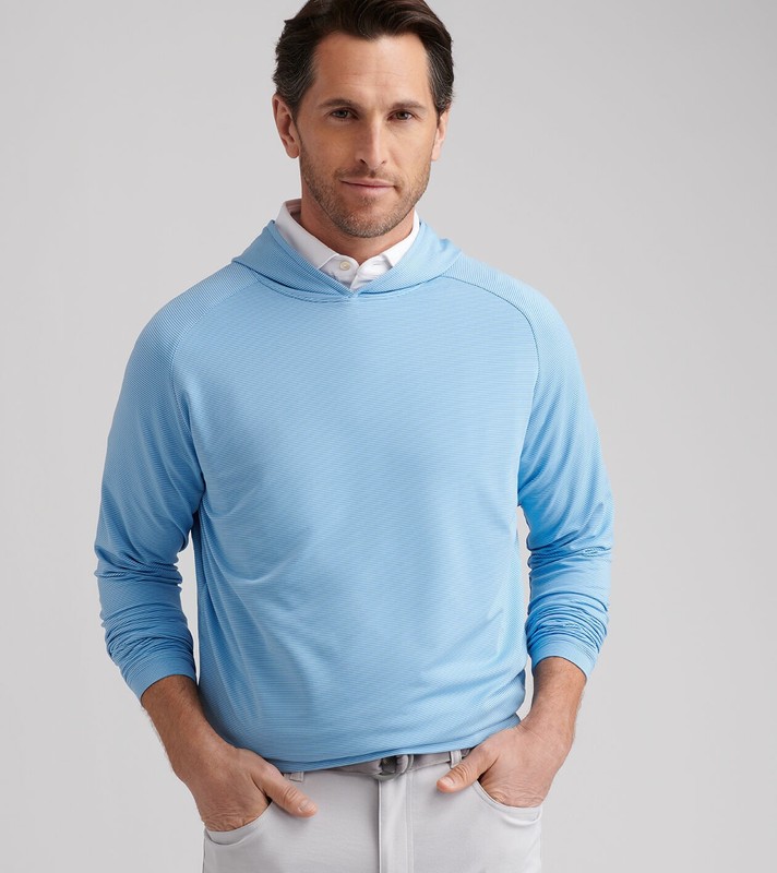 $155 NWT PETER MILLAR Men's Pine Sugar Stripe Performance Hoodie Sweater Small S gallery