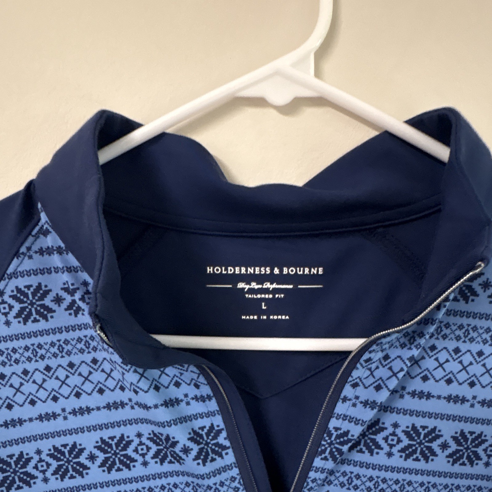 Holderness & Bourne Men’s L Tailored Fit 1/4 Zip Mock Neck Geometric Pullover gallery