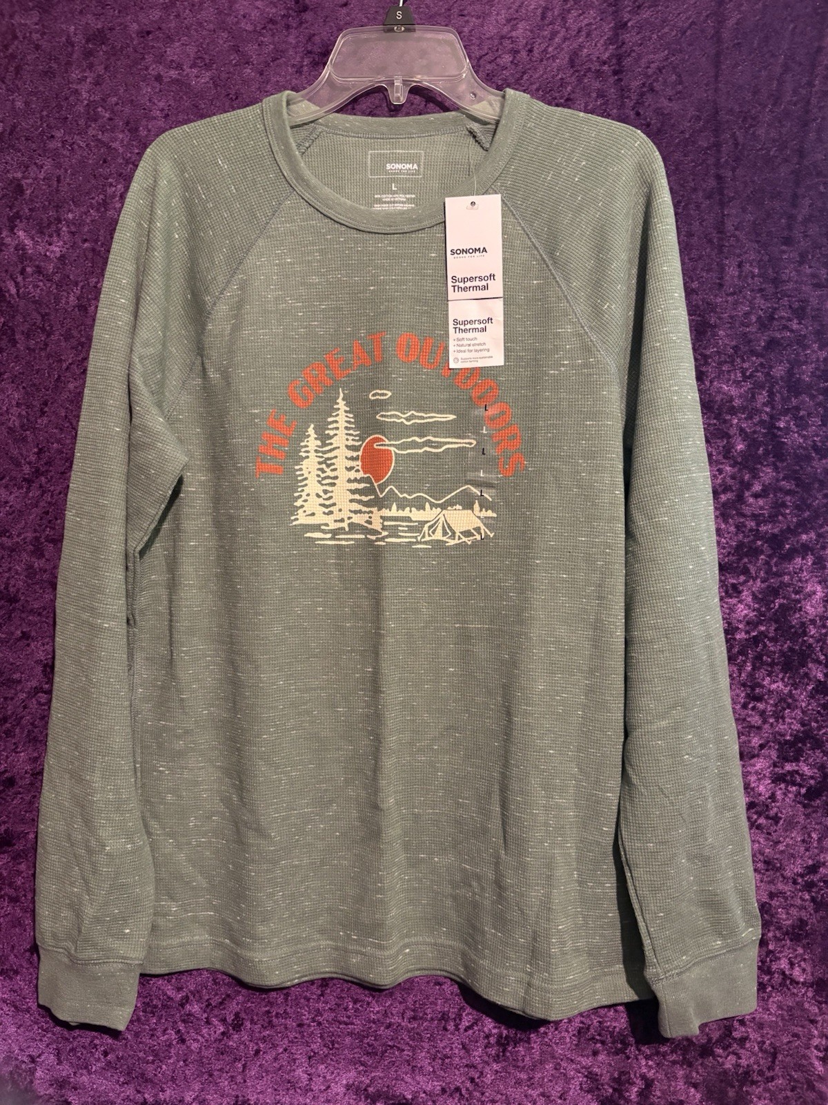 NWT Sonoma Men’s Thin Thermal Long Sleeve Pull Over Size Large gallery