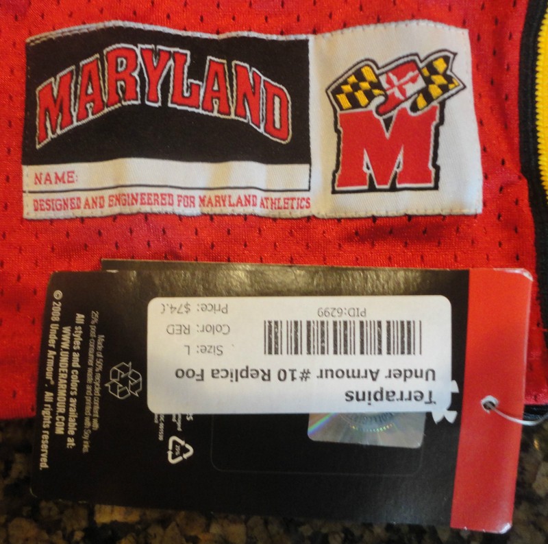 Maryland Terrapins Terps Red Under Armour Football Jersey #10 Mens Large UA NWT gallery
