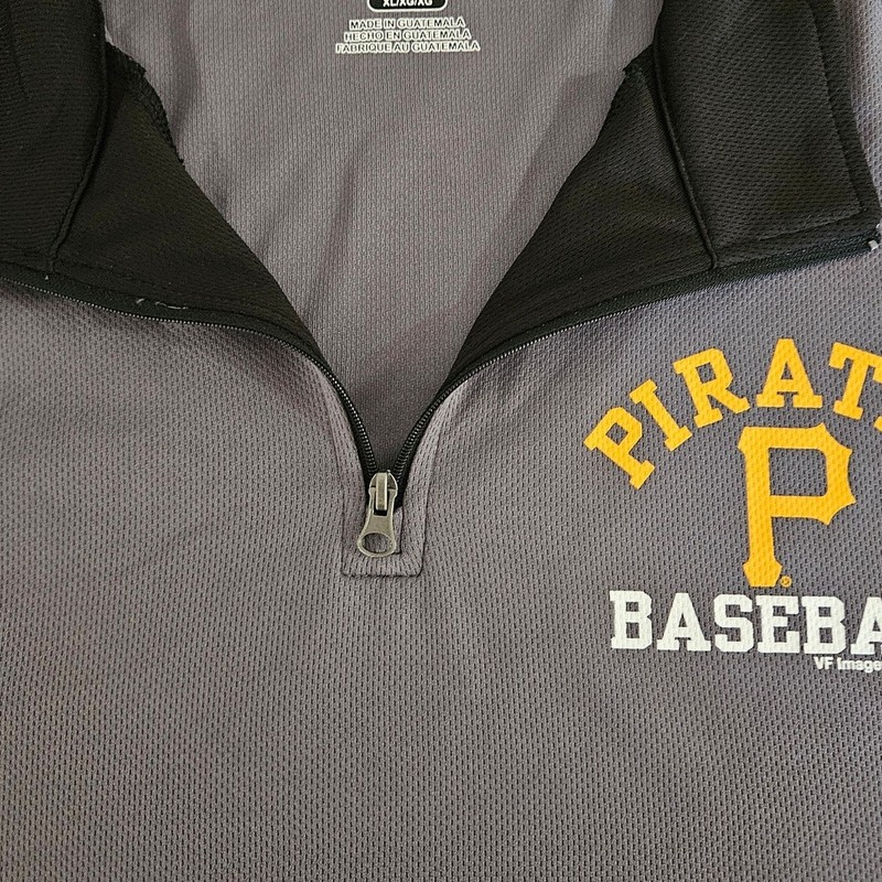 Men's Pittsburgh Pirates MLB Baseball LS Quarter Zip Gray Black Yellow Size XL gallery