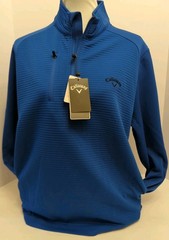 Callaway 1/4 Zip Golf Sweater Mens Small Blue Dual Utility Pockets Media Pocket