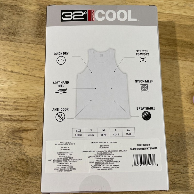 NEW 32Degrees Cool Men's M 3-Pack Comfort Mesh Tank Tops White Nylon & Spandex gallery