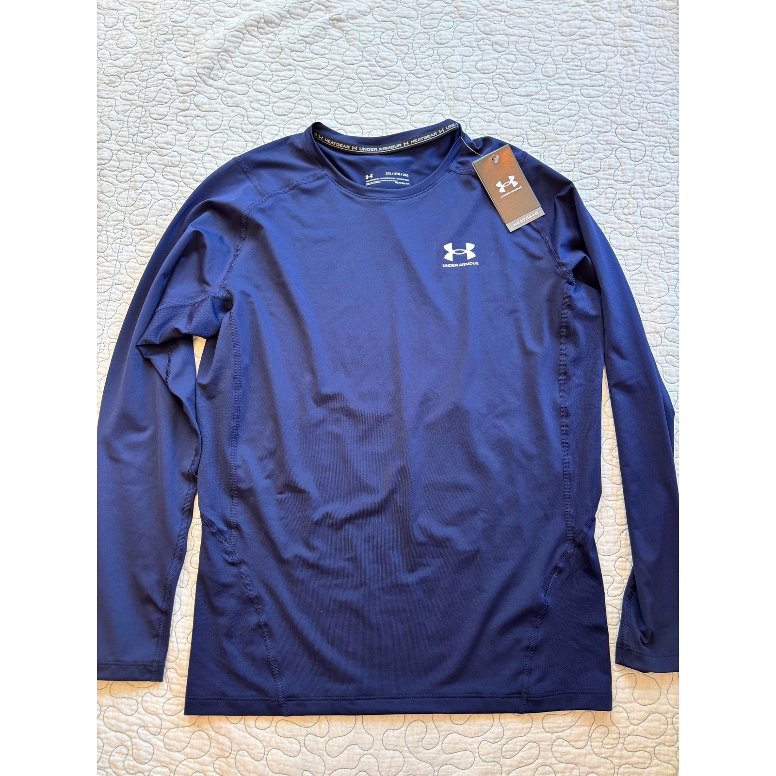 Under Armour Mens HeatGear Compression Long Sleeve Shirt Navy 2XL gallery