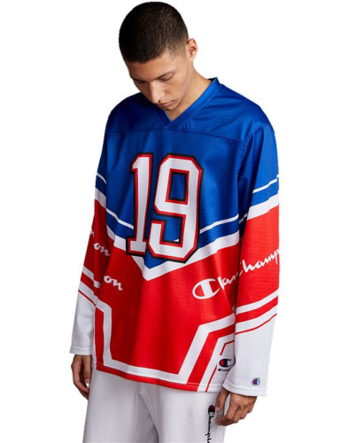 Champion Blue & White Long Sleeve Hockey Jersey RED WHITE BLUE USA MEN'S SZ XL gallery