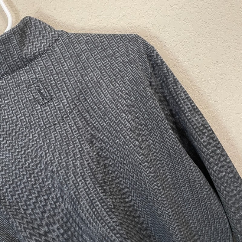 PGA Tour Men's Small Long Sleeve Quarter Zip Pullover Gray Herringbone Golf NWT gallery
