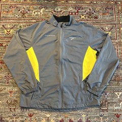 Brooks Akron Marathon Founder Windbreaker Jacket Men’s Size XL Gray / Yellow