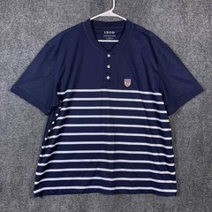 IZOD Shirt Mens 2XL Blue Advantage Performance Henley Stripe Sleeve Stretch