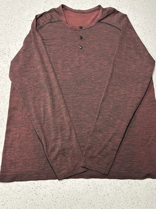 Lululemon Metal Vent Tech Long Sleeve Burgundy Heather Pullover Shirt Size XXL gallery