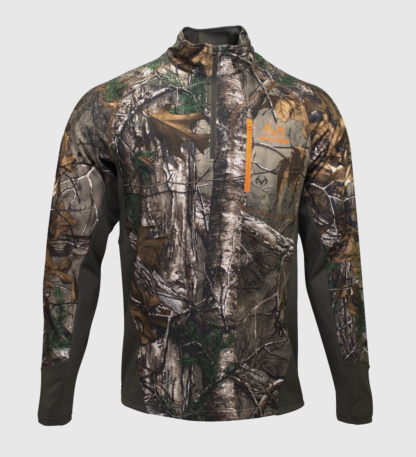 Men's *M*L*XL*2XL* REALTREE 1/4 Quarter Zip Camo Performance Layer Shirt Orange gallery