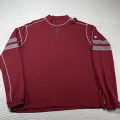 Kuhl Skar Shirt Mens XL Red Merino Wool Thermal 1/4 Zip Long Sleeve Hiking