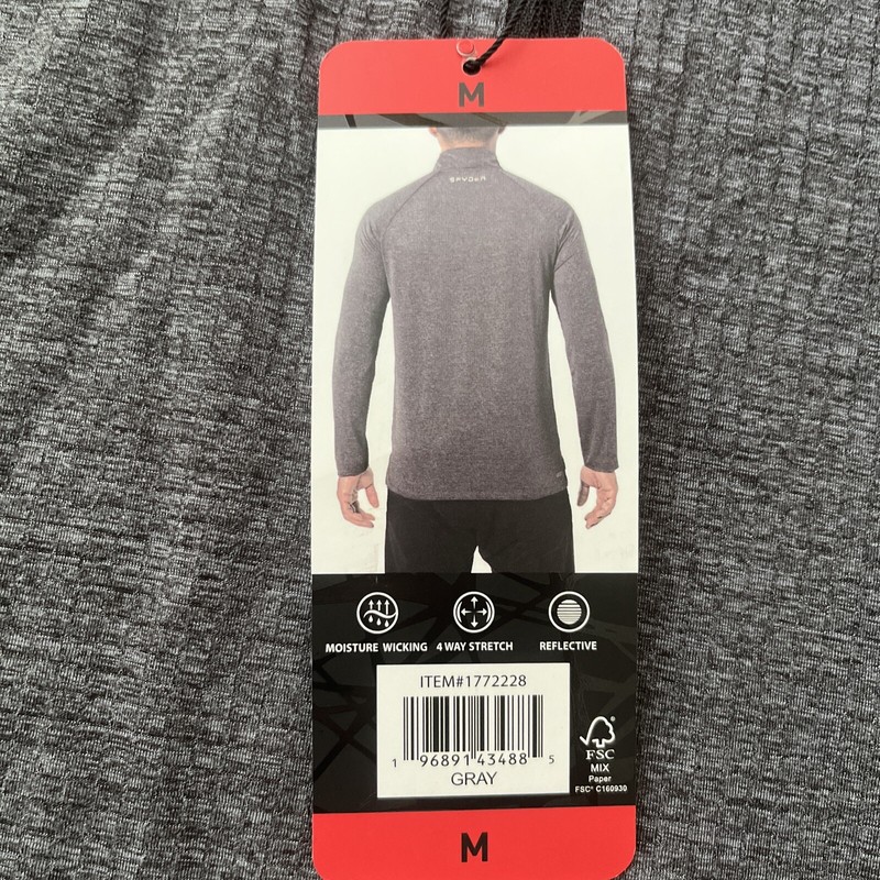 SPYDER Men's Moisture Wicking 4 Way Stretch Reflective 1/4 Zip Pullover, Grey M gallery